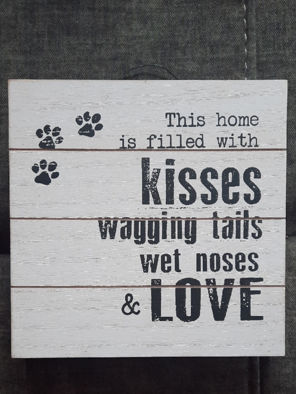 Dog Sign Painted Wood Puppy Kisses Wagging Tails Pet Wall Hanging Shelf Sitter